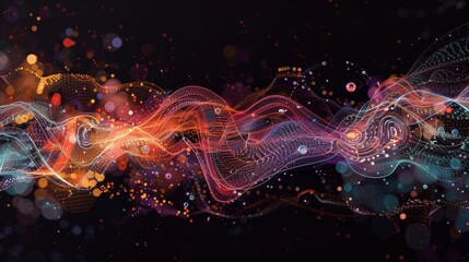 Fototapeta premium A Data Visualization with Colorful and Dynamic Light Waves.