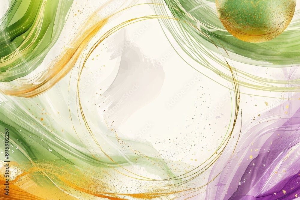 Poster floating colorful ball on pastel background with a glassmorphism look. 3d rendering.