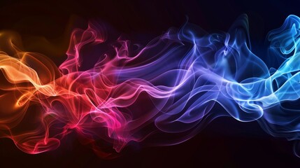 Fototapeta premium Colorful sound waves, waves of energy and smoke on dark background.