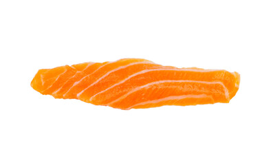 Sliced salmon isolated on white background.