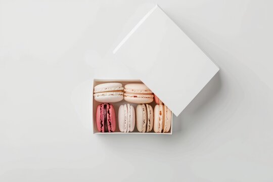macaron box mockup, on white background, branding