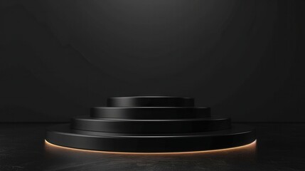 Obraz premium Elegant Black Podium on Dark Background