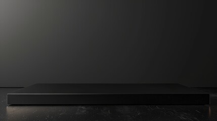 Obraz premium Sleek and Minimalist Black Shelf Against Dark Gray Background