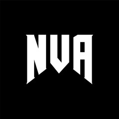 NVA letter logo design for technology company. NVA logo design black and white color combination. NVA logo, NVA vector, NVA design, NVA icon, NVA alphabet. NVA typography logo design.