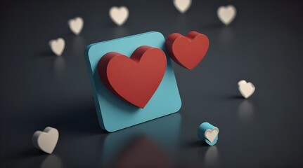 A 3D rendering of social media instagram notification floating icons.generative.ai
