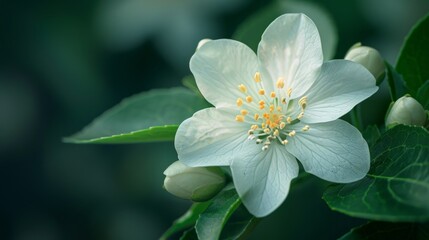 Detailed view of a white jasmine flower