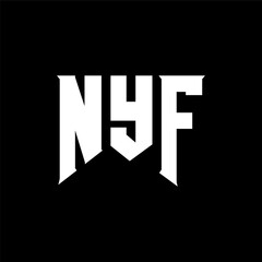 NYF letter logo design for technology company. NYF logo design black and white color combination. NYF logo, NYF vector, NYF design, NYF icon, NYF alphabet. NYF typography logo design.