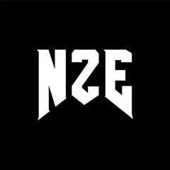 NZE letter logo design for technology company. NZE logo design black and white color combination. NZE logo, NZE vector, NZE design, NZE icon, NZE alphabet. NZE typography logo design.