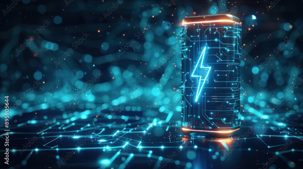 Wall mural digital power source - circuitry and lightning bolt