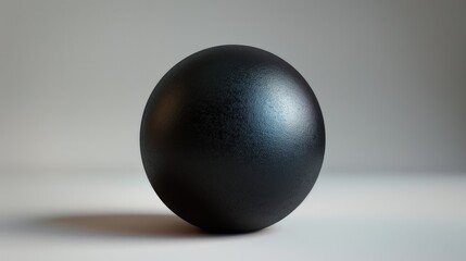 Black and white abstract spherical sculpture. Textured surface suggests depth and complexity.