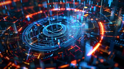 Obraz premium Detailed texture of a futuristic quantum cryptography device in a digitized cyber world 