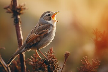 Obraz premium Springtime bird singing in natural setting