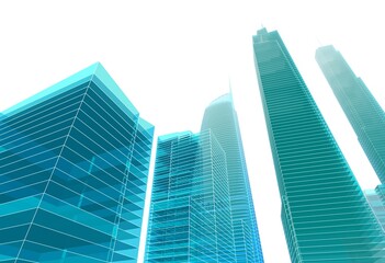 Naklejka premium City buildings architectural 3d illustration