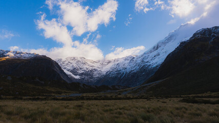 panorama of the mountains in autumn, New Zealand