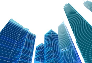 Fototapeta premium City buildings architectural 3d illustration