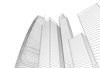 Fototapeta premium City buildings architectural 3d illustration