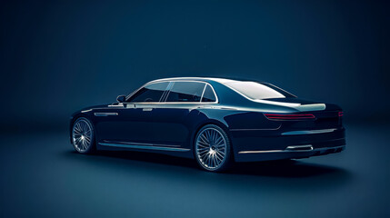 Luxury sedan standing in empty showroom