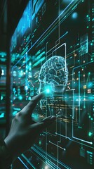 Futuristic visualization of quantum algorithms and digital technologies demonstrating their potential to enhance and improve healthcare and medical research 