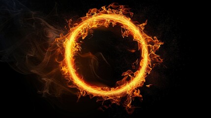Fiery Circular Inferno - Dramatic Burning Ring of Fire in the Dark