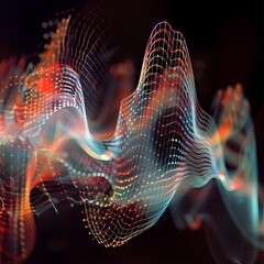 Captivating quantum noise visualization with mesmerizing neon lights  dynamic energy flows  and intricate geometric patterns 