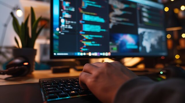 Close up of a developer committing changes to a GitHub repository on a computer screen, showcasing the coding process