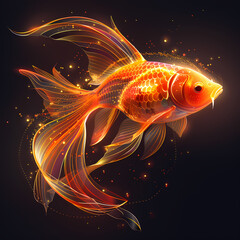Fototapeta premium 3D goldfish in white background vector image