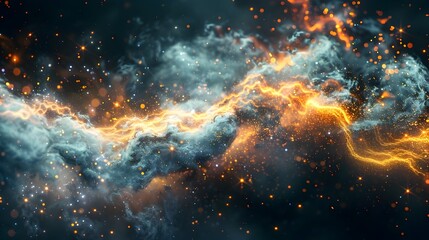 Fototapeta premium Richly Textured Quantum Simulations Predicting Cataclysmic Cosmic Disasters Dramatic and vivid visualization of a simulated cosmic event 