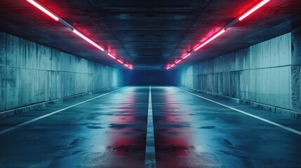 Futuristic Neon Tunnel - Surreal Urban Landscape