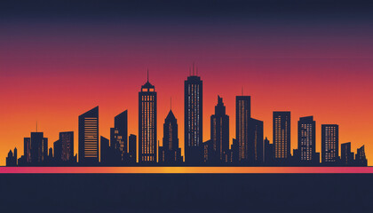 Obraz premium City at Dusk Bold Lines and Vibrant Colors of the Urban Skyline