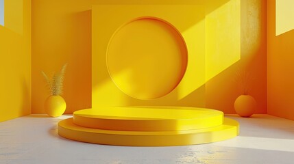 Vibrant Yellow Geometric Forms and Shapes