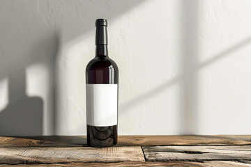 Empty Wine bottle mockup with white label