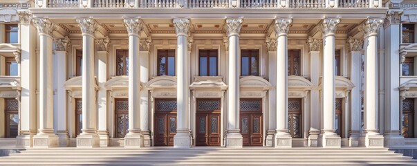 Facade with Corinthian columns, 4K hyperrealistic photo