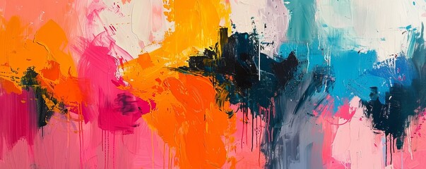 Fototapeta premium An abstract expressionist painting with bold colors and energetic brushstrokes.
