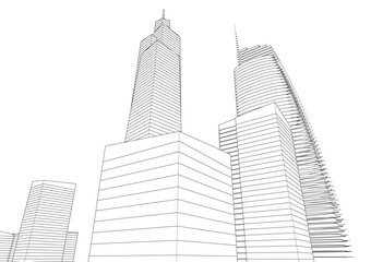 Naklejka premium City buildings vector 3d illustration