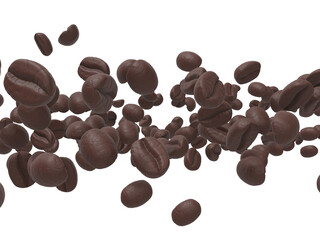 Flying whirl roasted coffee beans transparent background