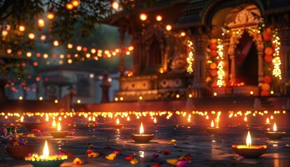Obraz premium Experiencing the colorful Diwali festival in India, lights and fireworks