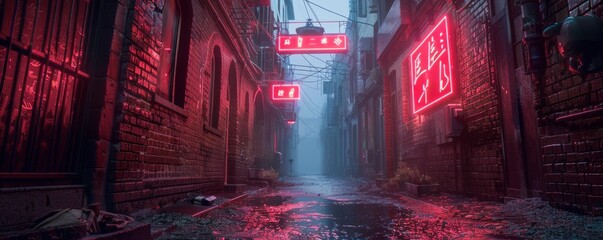 Cyberpunk Alleyway Chase, 4K hyperrealistic photo © Sanych