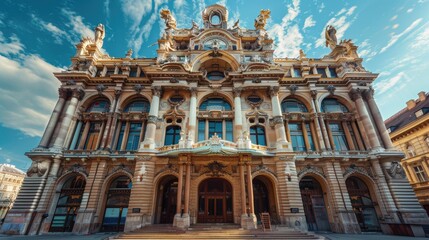 Fototapeta premium Grand opera house with ornate facade and intricate architectural decorations