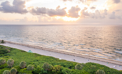 Beach sunrise early morning ocean view. 