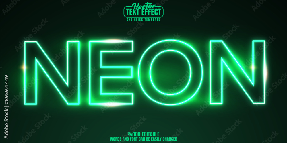 Poster neon editable text effect, customizable sign and 80s 3d font style