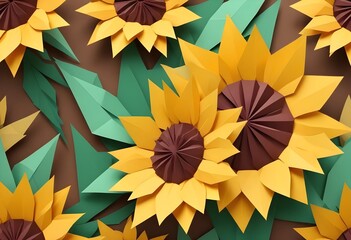 Fototapeta premium sunflower paper cut background
