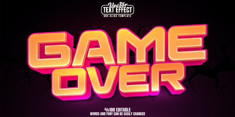 Game editable text effect, customizable over and arcade 3d font style