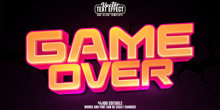 Game editable text effect, customizable over and arcade 3d font style