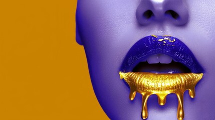 lips with gold liquid metallic lipstick