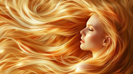 A portrait of a beautiful woman with long wavy blonde hair.