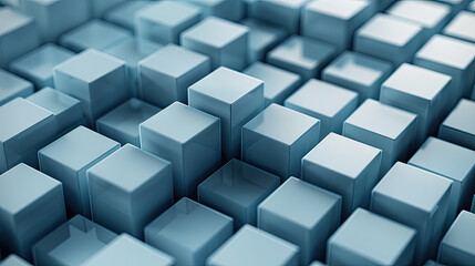 Obraz premium Abstract composition of blue cubes arranged in a grid, showcasing depth and texture for modern design concepts.