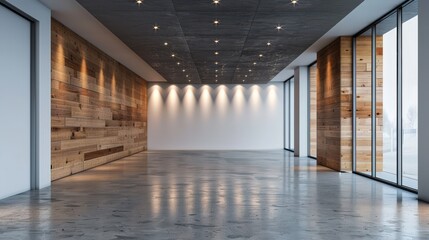 Elegant and Modern Interior with Wooden Walls and Concrete Flooring