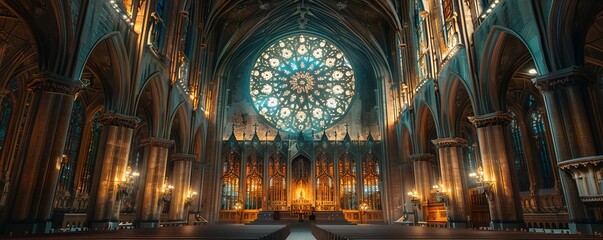 Gothic Cathedral Rose Window, 4K hyperrealistic photo