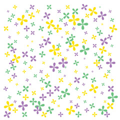 Shamrock or green clover leaves pattern background flat design vector illustration isolated on transparent background. St Patricks Day shamrock symbols decorative elements pattern.