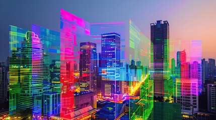 Abstract colorful city skyline background